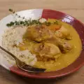 Куриные ножки с соусом карри и имбирным рисом