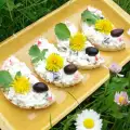 Рисовое антипасто с рукколой, крабовыми палочками и оливками