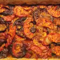 Летнее блюдо с баклажанами и печеными сладкими перцами