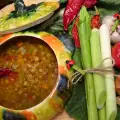 Рагу из чечевицы с луком-пореем