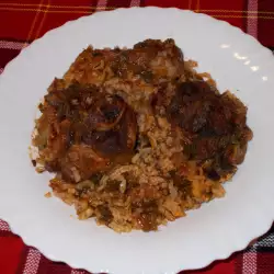 Ножка ягненка со шпинатом и рисом в духовке