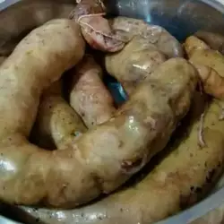 Домашняя ливерная колбаса бахур с луком-пореем