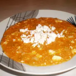 Каша с луком-пореем и брынзой