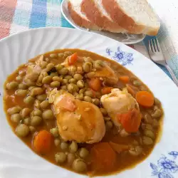 Цыпленок, приготовленный с горошком