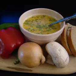 Грибной суп с зеленым луком