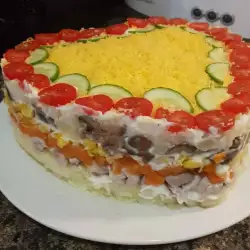 Закусочный торт с помидорами черри
