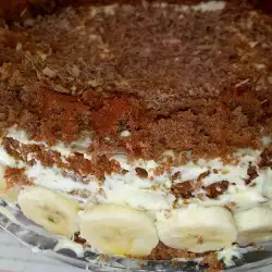 Торт из готовых коржей, с сыром Маскарпоне и бананами