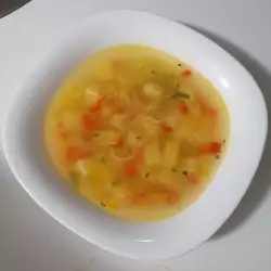 Овощной суп с брынзой и сливочным маслом