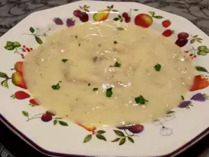 Белая каша с белым куриным мясом