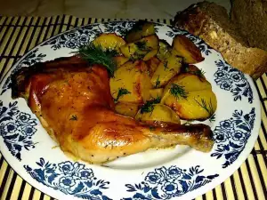 Запеченные куриные ножки с картофелем в чесноке