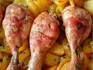 Традиционные куриные ножки с картофелем в духовке
