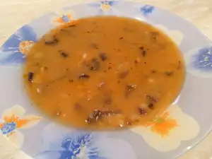 Грибная каша с луком-пореем
