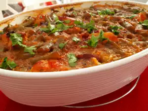Запеченная стручковая фасоль с мясом