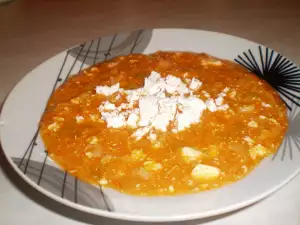 Каша с луком-пореем и брынзой
