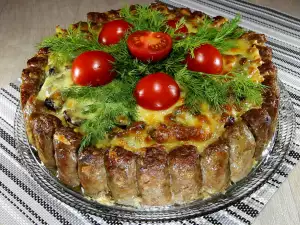 Мужской соленый торт из болгарских колбасок - кебапчета