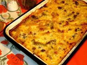 Мусака с мясным фаршем и пастой