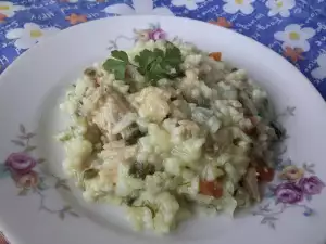 Курица с рисом и луком-пореем