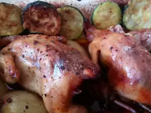 Перепела с начинкой из трав в духовке
