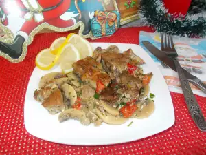 Рождественская свинина, запеченная с грибами