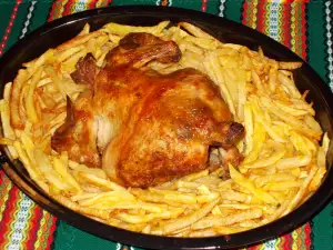 Запеченная отварная курица