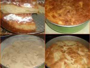 Пышный яблочный пирог под заливкой