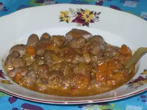 Рагу с куриными сердечками