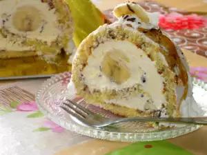 Рулет с сыром Маскарпоне, бананами и шоколадом