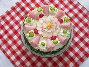 Соленый пирог с картофельными блинчками