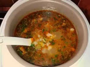 Суп из картофеля и свинины в мультиварке