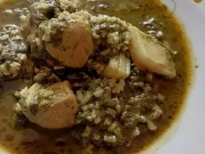 Свинина со щавелем и рисом
