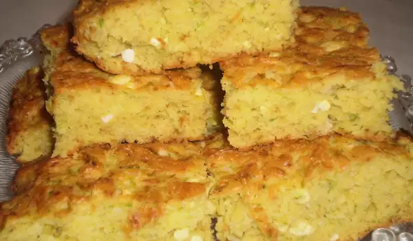 Быстрый кекс с кабачками, брынзой и манкой