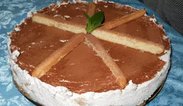 Торт из печенья Дамские пальчики с какао-порошком и сыром Маскарпоне