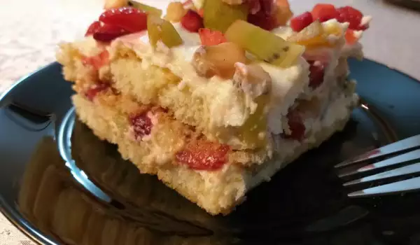 Торт из печенья Дамские пальчики с йогуртом и фруктами