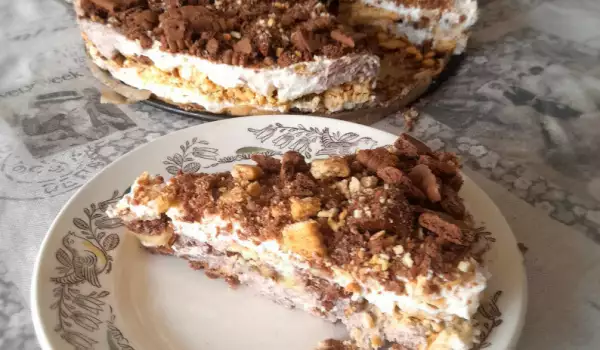 Торт из печенья со сливочным сыром и сметаной