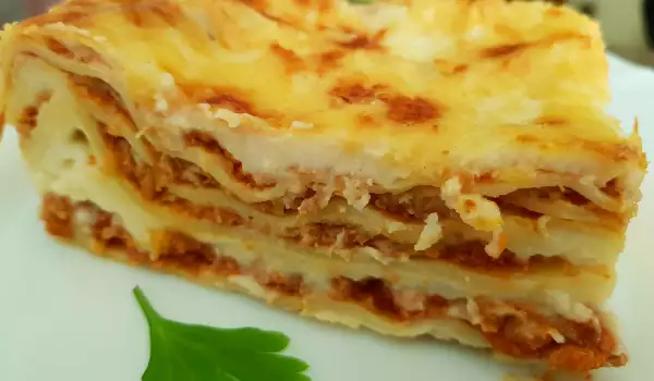 Лазанья Болоньезе с вешенками