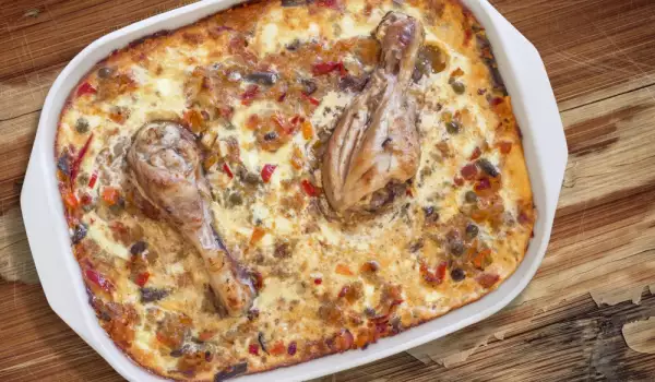 Рис в духовке с куриными ножками и чабером