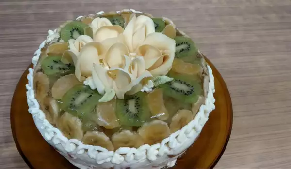 Домашний желейный торт с фруктами