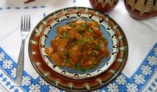 Каварма из печени с грибами