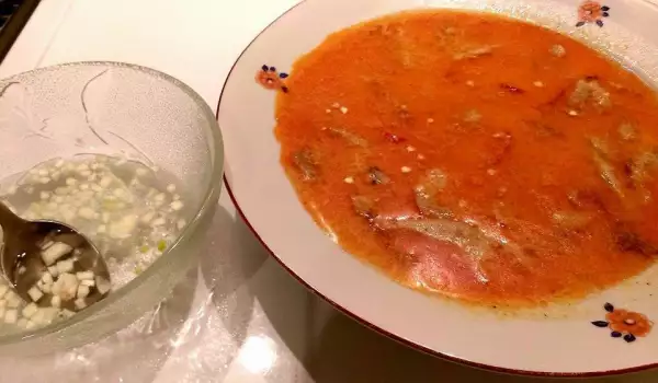 Фальшивый суп с рубцом из грибов