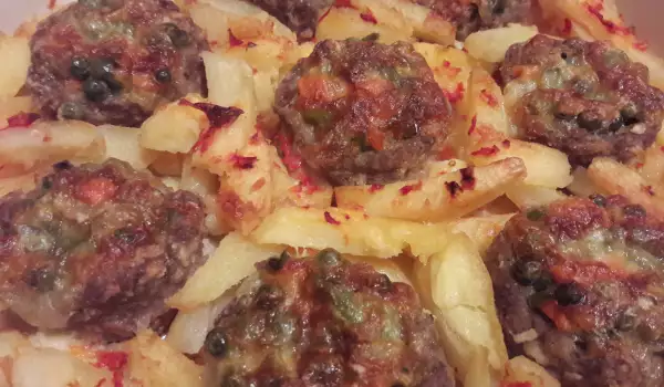 Гнездышки из фарша с овощной начинкой и картофелем