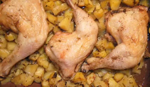 Молодой картофель по-гречески с курицей