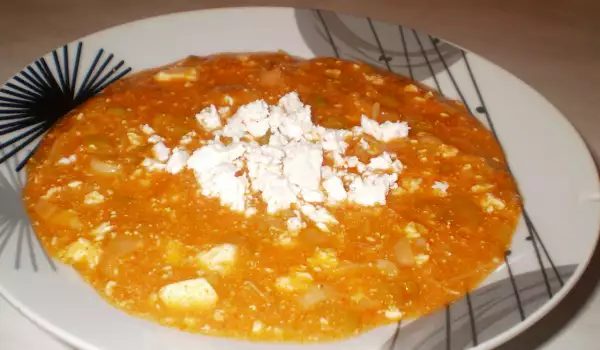 Каша с луком-пореем и брынзой
