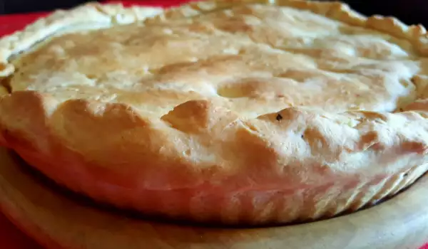 Пирог с репчатым луком с кусочками мяса