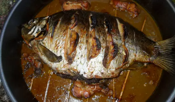 Запеченный карп с ореховой начинкой