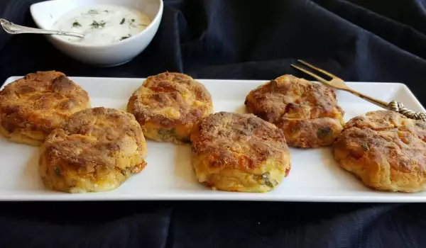 Запеченные картофельные котлетки с овощами