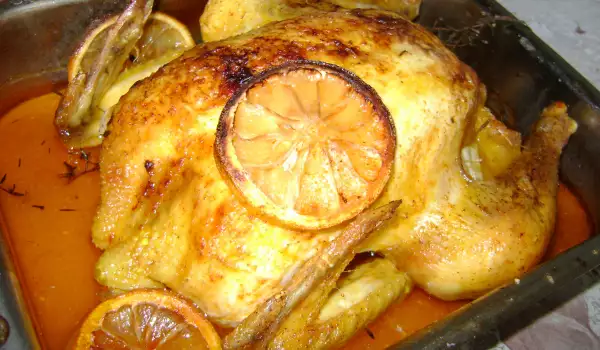 Печеный цыпленок с хрустящей корочкой