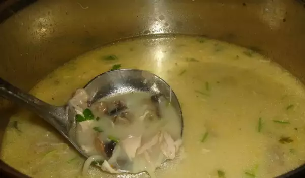 Куриный суп с грибами и лапшой