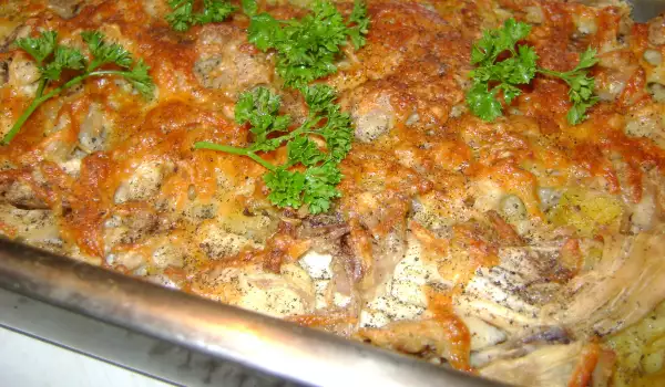 Куриная запеканка с картофелем и желтым сыром