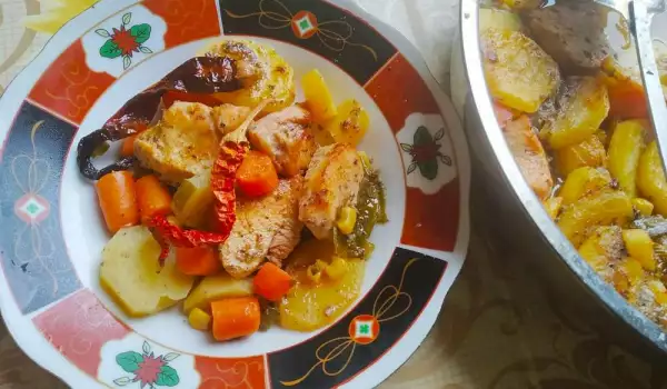 Куриное филе с овощами в духовке по рецепту бабушки