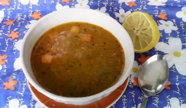 Постный суп с луком-пореем